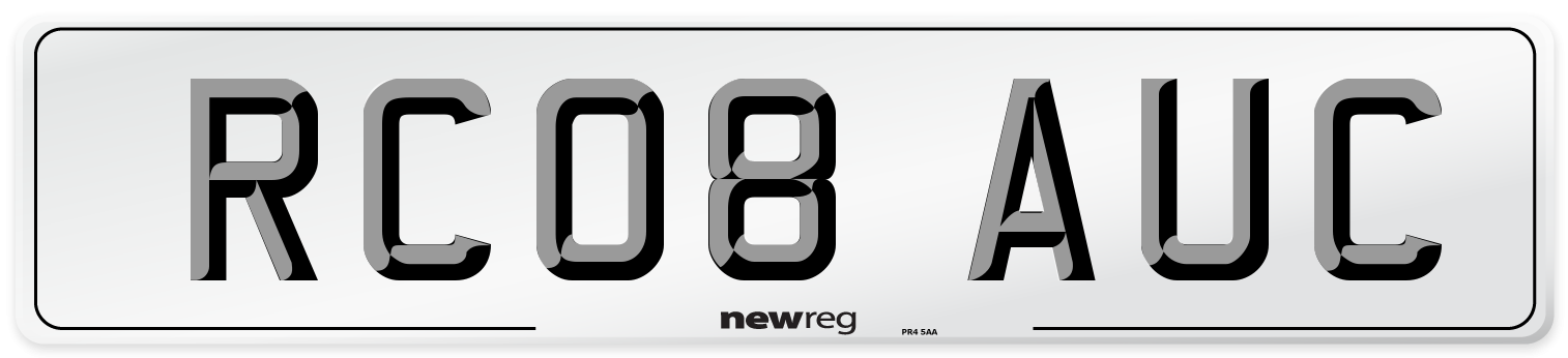 RC08 AUC Number Plate from New Reg